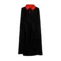 Classic black Halloween cloak with striking red stand-up collar and secure neck ties - 80cm / Black Cape with Red Stand Collar Style