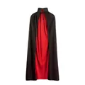 Adult Halloween cloak featuring a high stand collar with black exterior and red satin lining - 80cm / Red and Black Reversible Stand Collar Style