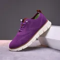 Atmungsaktive lila Strick-Loafer für Herren mit Schnürung und dicker, dämpfender Sohle - Lila