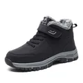 Waterproof black winter snow boots with thick faux fur lining and non-slip rubber sole - 35 / Black