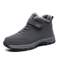 Dark grey winter snow boots with warm faux fur lining and non-slip outdoor rubber sole - 35 / Gray