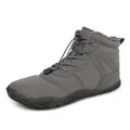 Waterproof barefoot snow boots in dark grey with warm faux fur lining and drawstring - 36 / Gray
