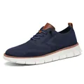 Atmungsaktive Herren Sneaker in Marineblau mit Lederakzenten und weißer Sohle - 40 / 5801 Blau