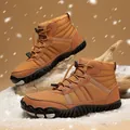 Detail of waterproof snow boots featuring thick faux fur lining and non-slip rubber sole - EU 36 / Brown