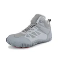 Grey high-top outdoor winter boots with warm faux fur lining and non-slip rubber soles - EU 38 / Gray