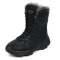 Men's black high-top snow boots with warm faux fur lining and anti-slip rubber sole - 39 / Black