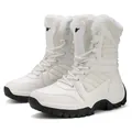 Men's off-white high-top winter snow boots with warm fur lining and non-slip rubber soles - EU 36 / White