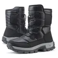Schwarze Herren-Schneestiefel mit Crackle-Print, Steppfutter und rutschfester Gummisohle - EU 39 / Schwarz