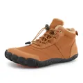 Brown winter barefoot snow boots with warm fur lining and durable non-slip rubber soles - 36 / High-Top Fleece Lined Style / Brown