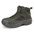 Army green high-top tactical hiking boot with anti-slip rubber sole and protective toe cap - 39 / Army Green