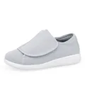 Light grey breathable mesh sneakers for women featuring a single Velcro strap closure - EU 36 / Light Gray