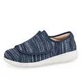 Women's lightweight mesh walking shoes in blue striped knit with velcro closure - EU 36 / Light Blue
