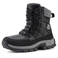 Winter snow boots in black quilted finish with thick gray faux fur lining for warmth - EU 36 / Black