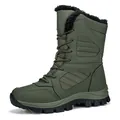 Women's dark green high-top winter snow boots with thick faux fur lining and lace-up - 36 / Army Green