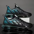 Zapatillas running hombre con doble cámara de aire y degradado en negro y cian - 39 / Negro Verde