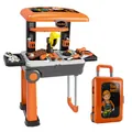 Kids orange toy tool set with portable trolley case and simulation workshop accessories - Orange Tool Suitcase (008-922A)