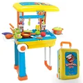 Children's kitchen play set in yellow trolley case with toy cookware and food - Yellow Kitchen Suitcase (008-926A)