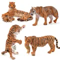 Set of four realistic tiger animal models with cubs showing various lifelike poses - Tiger Family Collection
