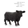 Realistic Black Angus bull animal model toy with detailed fur texture, size 12.5x3x6.5cm - Black Angus Bull (ZQ414)