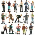 15-piece set of miniature farm worker figurines with animal accessories for dioramas - 16 Styles Collection