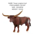 Realistic Texas Longhorn bull toy figure in dark brown with white spots, 15x3x8cm - Texas Longhorn Bull (ZQ1067)