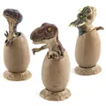 Three-piece solid dinosaur egg hatching set featuring T-Rex and Velociraptor models - Tyrannosaurus And Triceratops And Velociraptor Combination