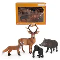 Realistic wild life animal figures set featuring fox, reindeer, gorilla and boar - Simulation Wildlife Animals