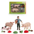 Simulation Farm World toy set with pink spotted pigs and farmer figure accessories - Farm Animal Series (FW665-53)