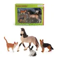 Realistic farm animal figures set including horse, cat, dog and rabbit in window box - Farm Animal 4-Piece Set
