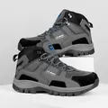 Men's breathable high-top hiking boots with non-slip thick rubber soles for outdoor trekking - EU 37 / Gray