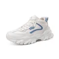 Winter fleece-lined thick platform sneakers in creamy white and morandi blue for women - 35 / Beige Blue