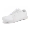 Breathable white barefoot mesh sneakers for men and women with elastic no-tie laces - EU 36 / White