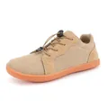 Minimalist breathable khaki barefoot sneakers with quick-lace system and gum sole - EU 36 / Brown