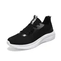 Scarpe da corsa leggere in mesh nero con spessa suola ammortizzata bianca e linguette - 38 / Stile in Mesh a Contrasto (9986) / Grigio Scuro