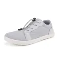 Grey breathable knit barefoot sneakers with elastic quick-lace system and white flat soles - EU 36 / Gray