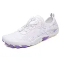 Breathable white and purple sport shoes with mesh design and non-slip rubber soles - 38 / White (A919 White)