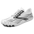 White five-toe water shoes with black crackle patterns and quick-lace system - EU 36 / Black and White