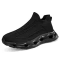 All-black breathable flyknit sock sneakers with hollowed-out shock-absorbing sole - 35 / All Black