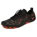 Black breathable water shoes with orange geometric lines and non-slip rubber soles - 38 / Black/Orange (A919 Black)