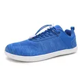 Blue breathable mesh barefoot fitness shoes with quick-lace system and white flat soles - Blue
