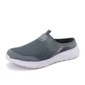 Men's grey breathable mesh sneaker mules with cushioned white sole for summer casual wear - 39 / Gray (MZ-8399)