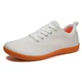 Atmungsaktive Barfußschuhe für Damen und Herren mit weißem Netz und oranger Sohle - 35 / Weiß