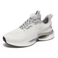 Mens 2025 breathable running shoes with rotary knob lacing and cushioned thick sole - 39 / White