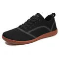 Schwarze Barfußschuhe für Herren mit atmungsaktivem Mesh und brauner Gummisohle - 35 / Schwarz