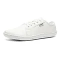 White minimalist leather barefoot leisure shoes with a classic lace-up and fashion label - EU 37 / White