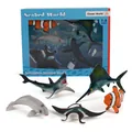 Marine animal toy set including great white shark and whale models in blue gift box - Marine Life Collection B (SW665-12)