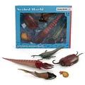 Ancient marine animal toy set with trilobite and nautilus models in blue window display box - Prehistoric Marine Life Collection (SW665-15)