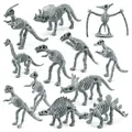 Set di 12 modelli realistici di scheletri di dinosauro grigi per giochi educativi - Collezione Scheletri di Dinosauro (Grigio)