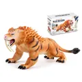 Modelo de tigre dientes de sable naranja con rayas negras y caja para niños - Tigre Amarillo (008A)