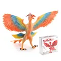 Detailed Suzaku phoenix mythical creature model with vibrant feathers and packaging box - Yellow Vermilion Bird (008D)